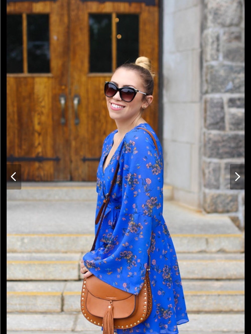 Free People Lilou Faux Wrap Blue Floral Dress - Picture 2 of 9